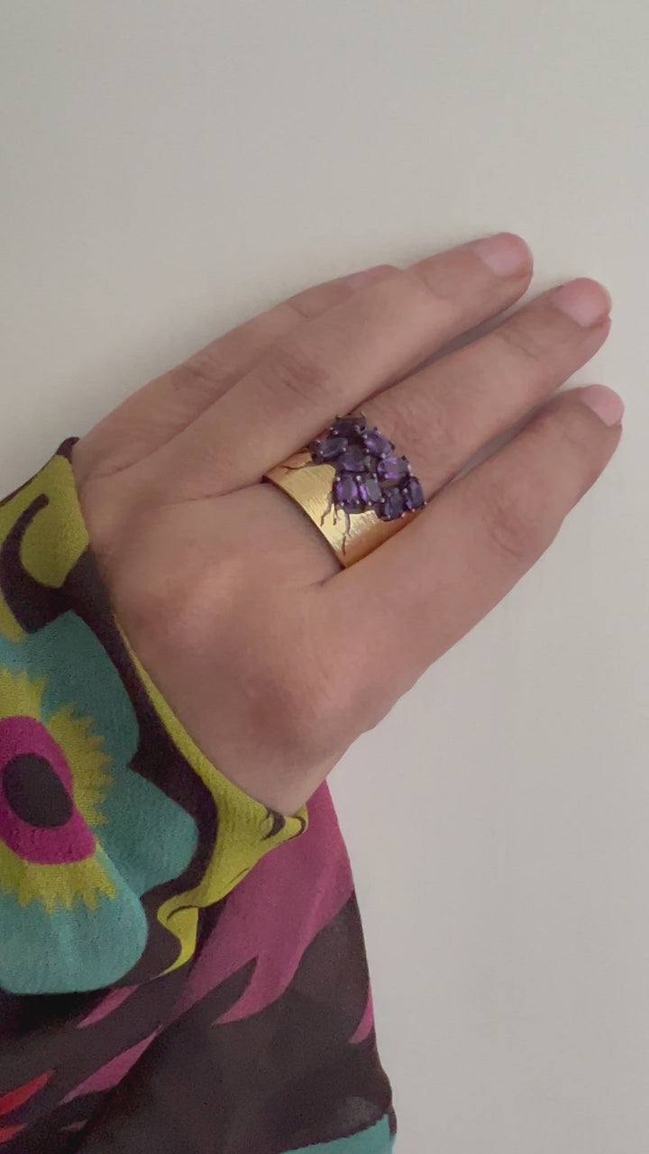 Designer Pure Silver Amethyst Ring