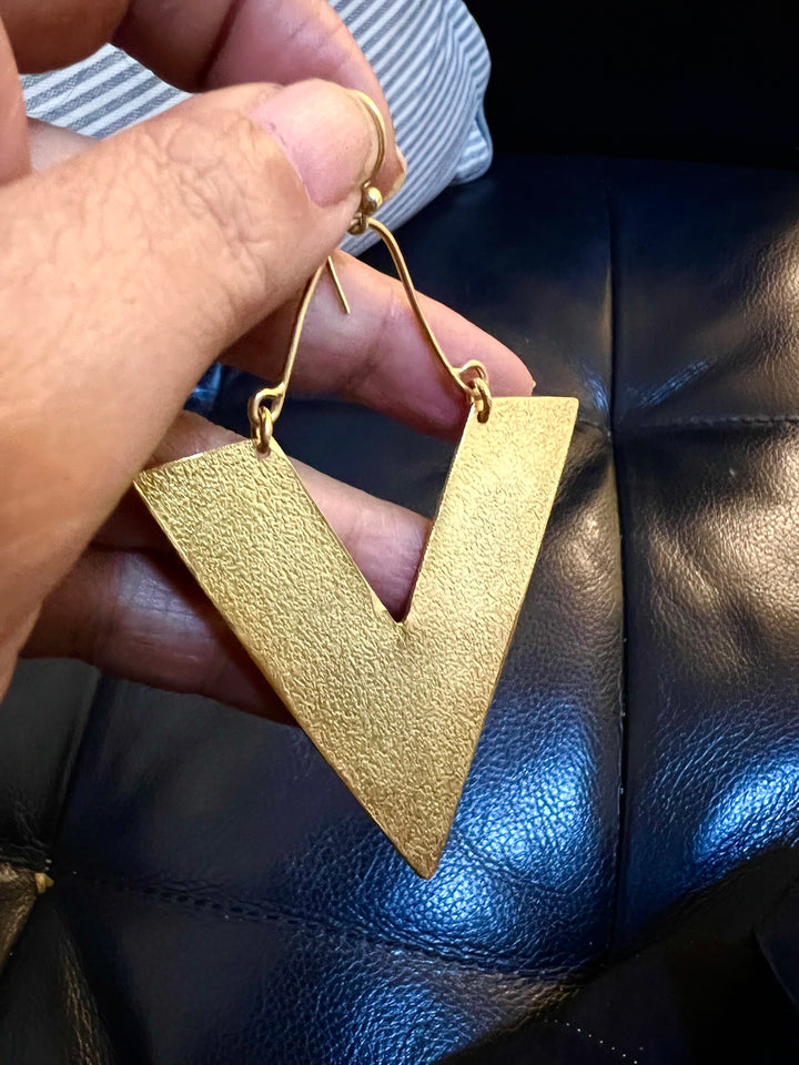 Designer Textured Triangular Danglers