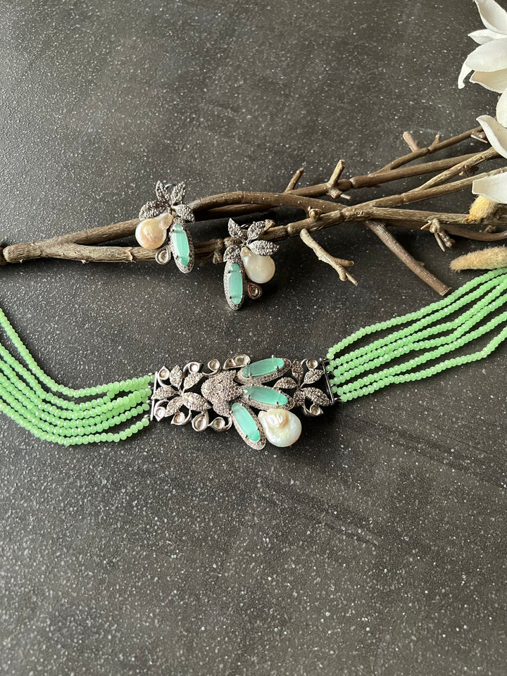 Sea Green Designer Choker with Studs