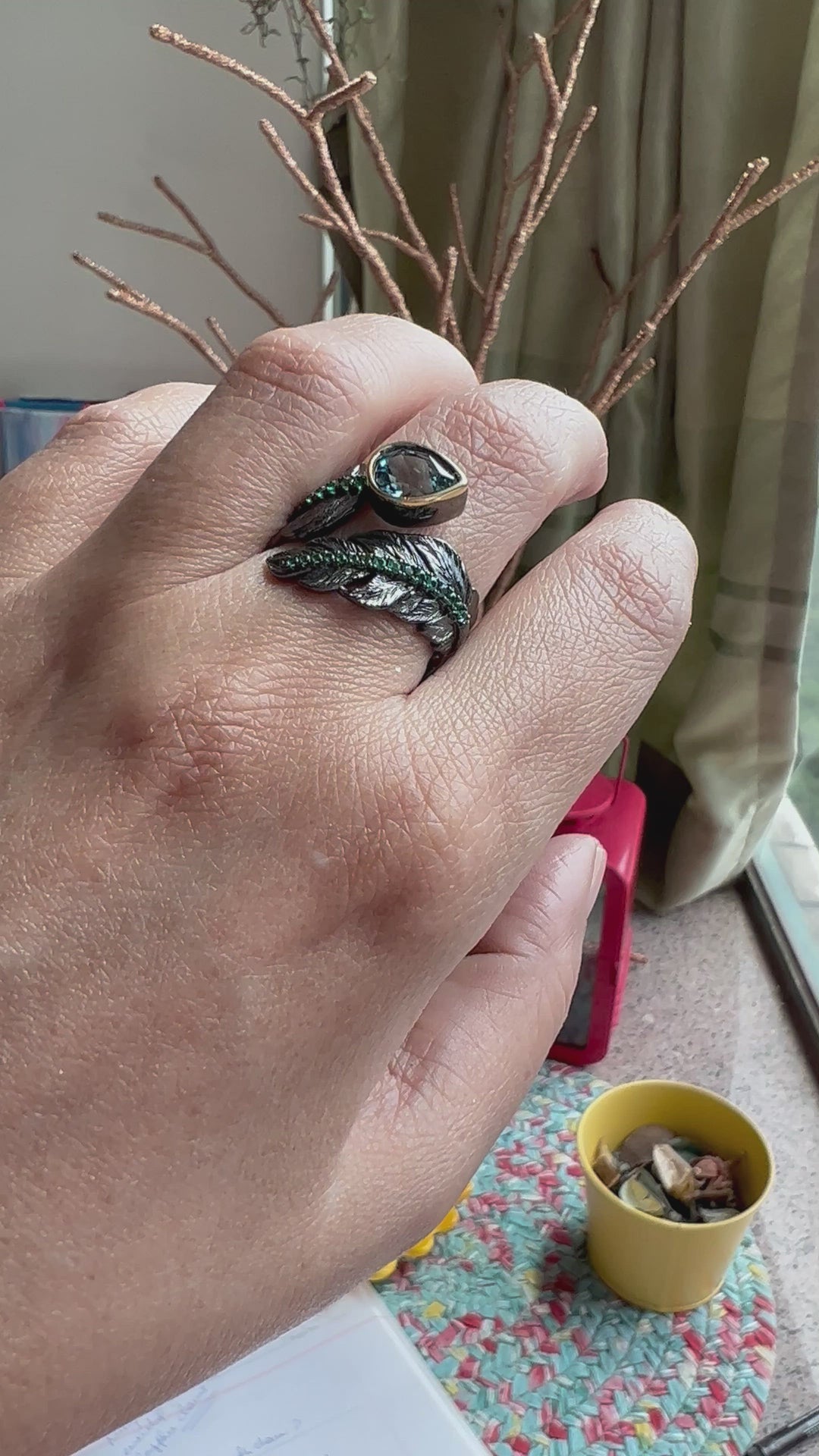 Vintage Pure 925 Silver Blue Topaz Ring