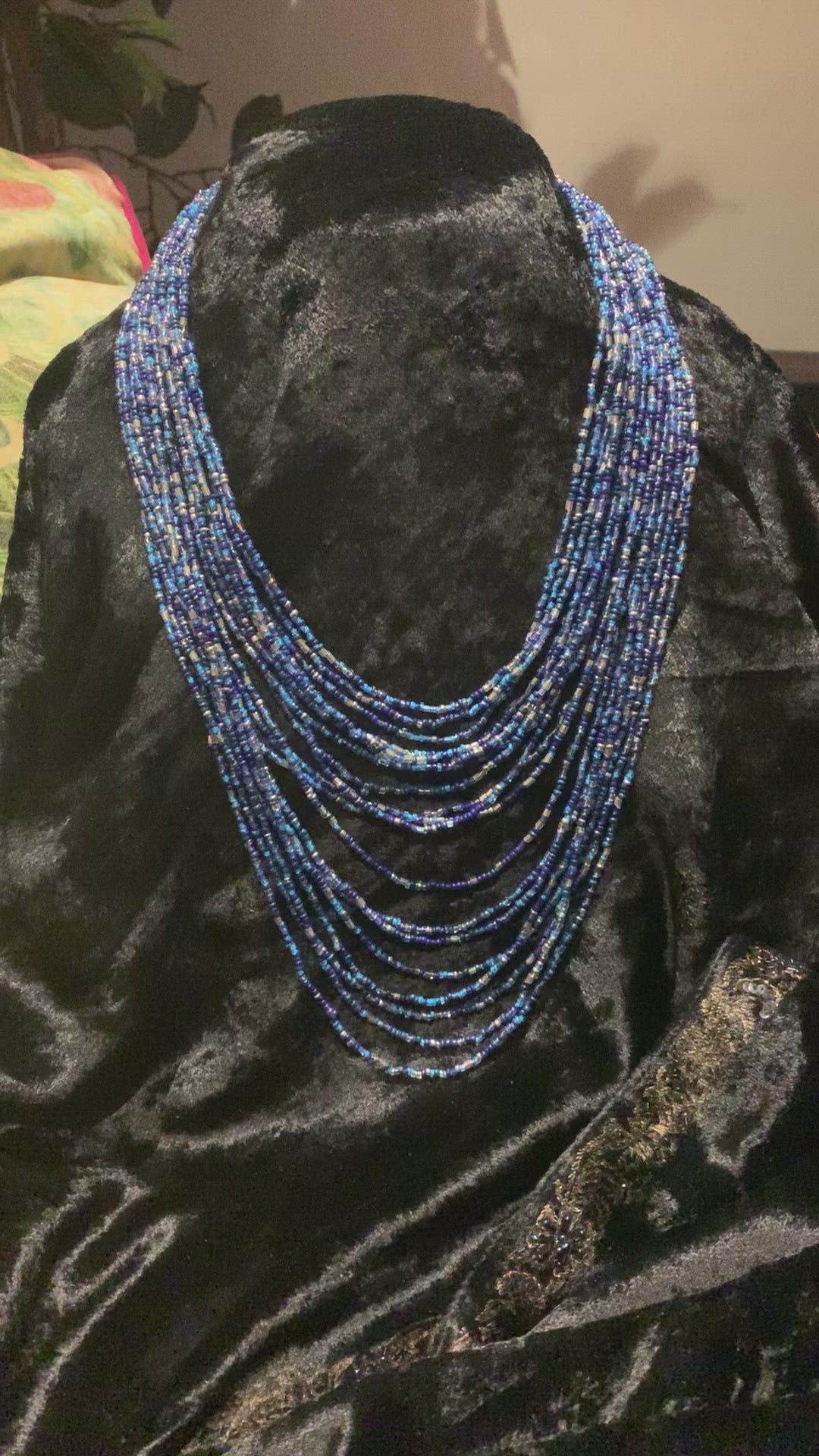Blue and Silver Beaded Necklace