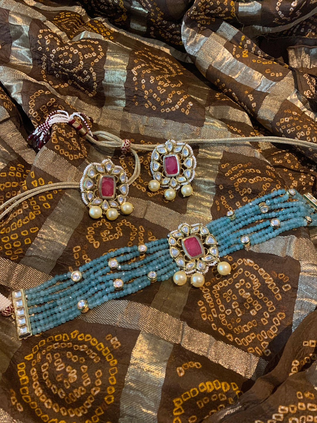 Royal Kundan Choker with Studs - SHIVKA