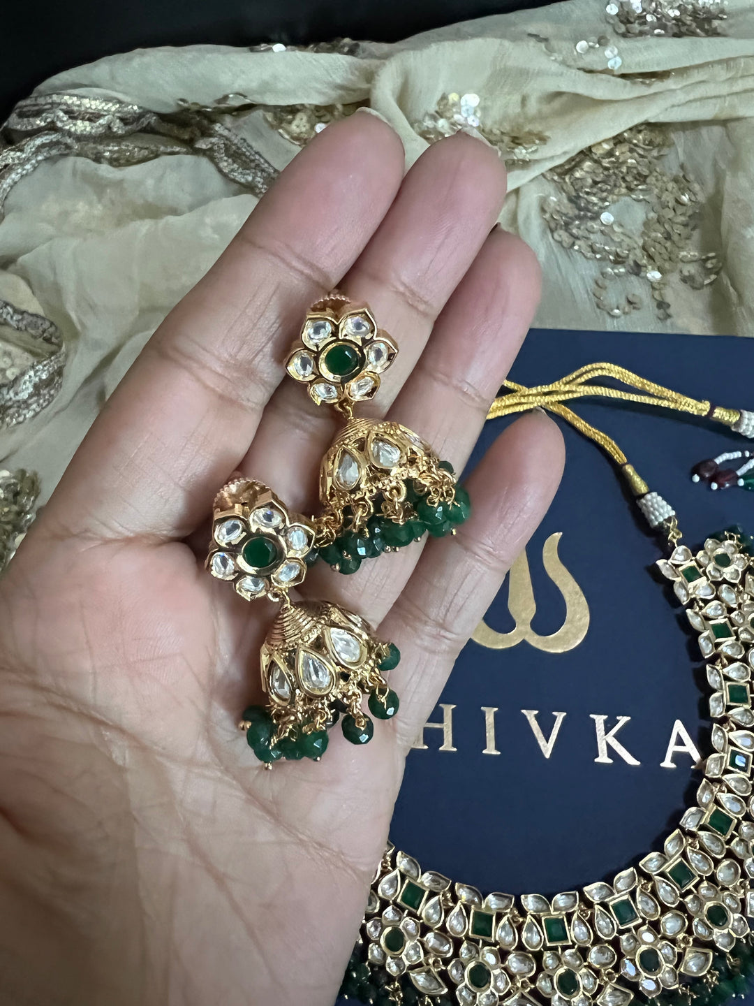 Scintillating Bridal Kundan Necklace with Jhumkas