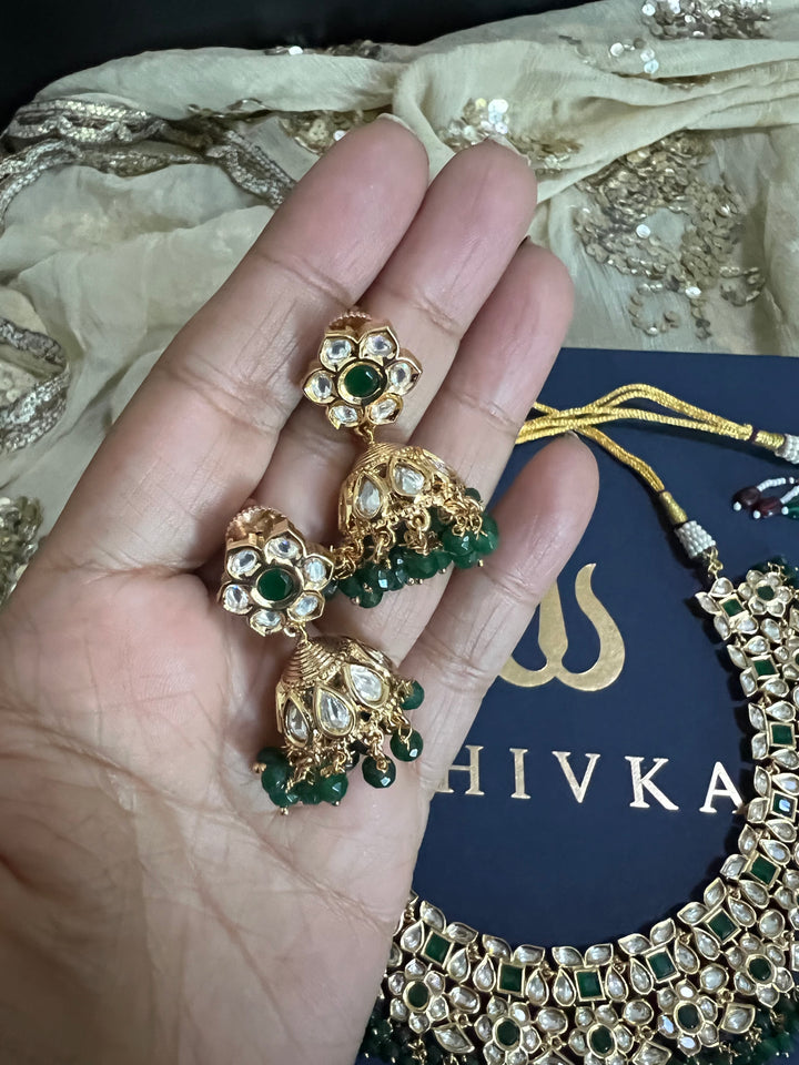 Scintillating Bridal Kundan Necklace with Jhumkas