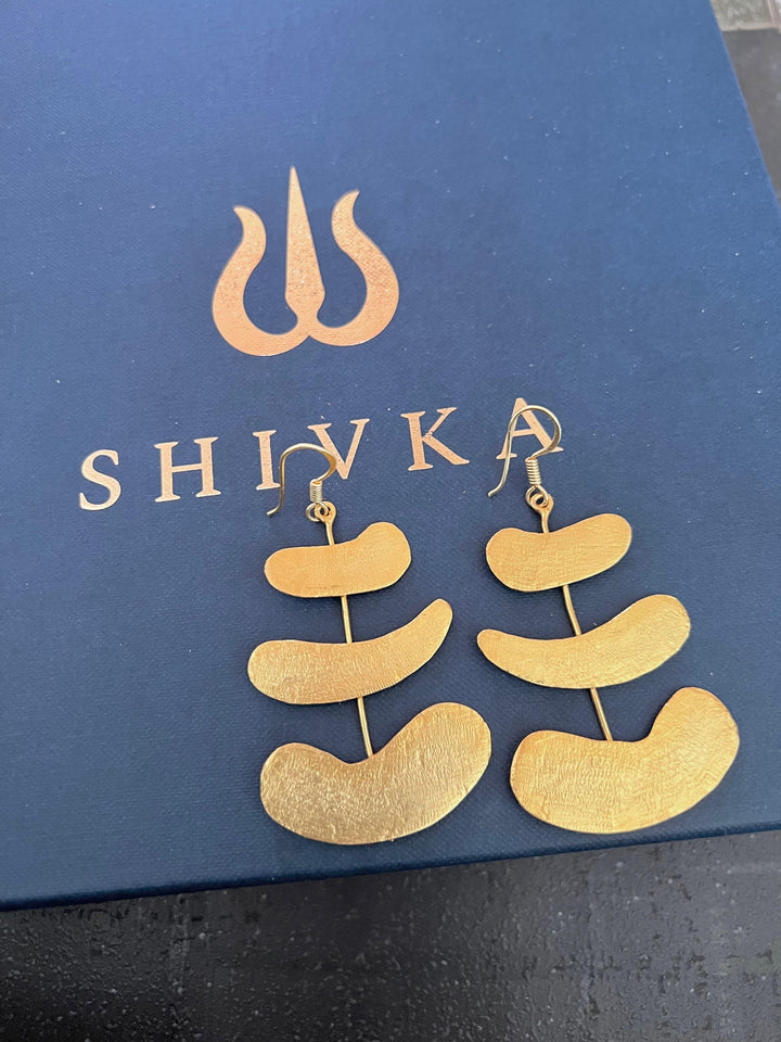 Stylish Textured Brass Earrings - SHIVKA