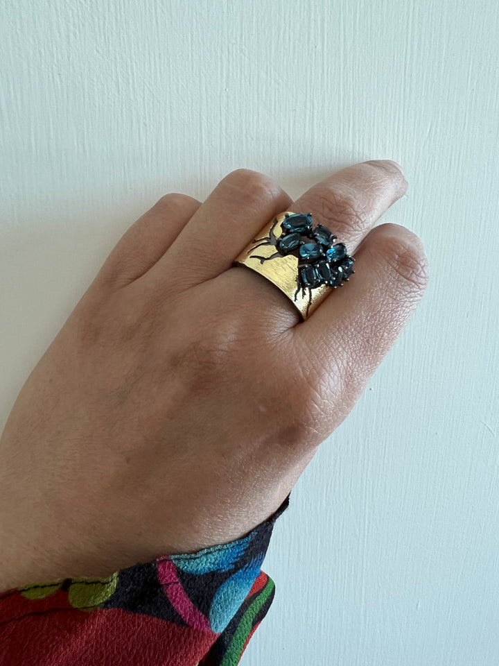 Designer Pure Silver Blue Topaz Ring