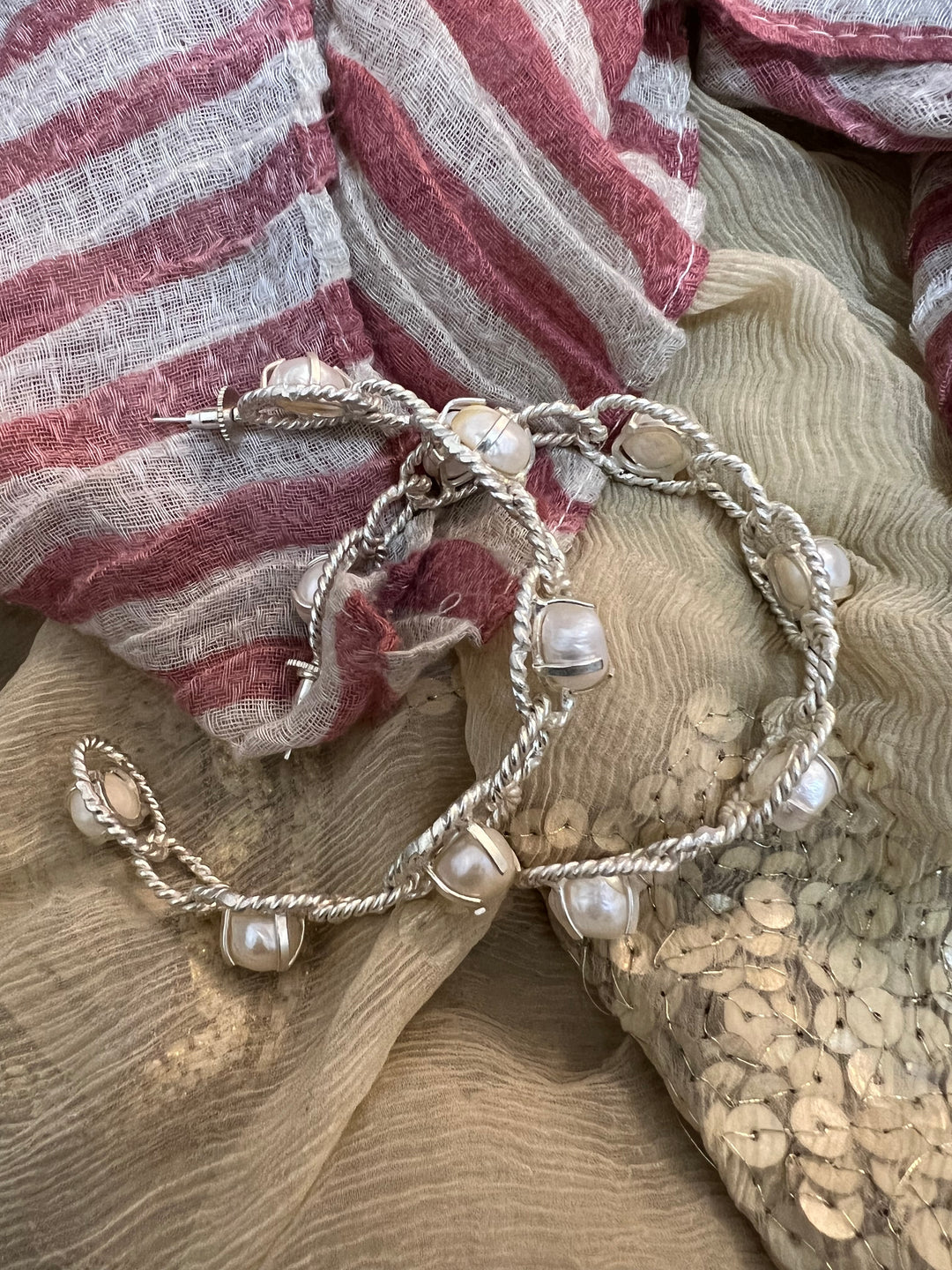 Classy Pearl Hoop Earrings