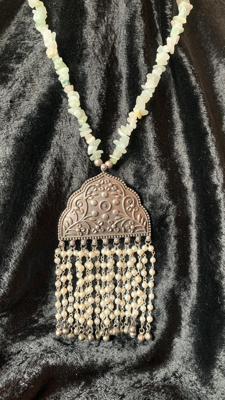 Beautiful Pendant Beaded Long Necklace with Statement Earrings