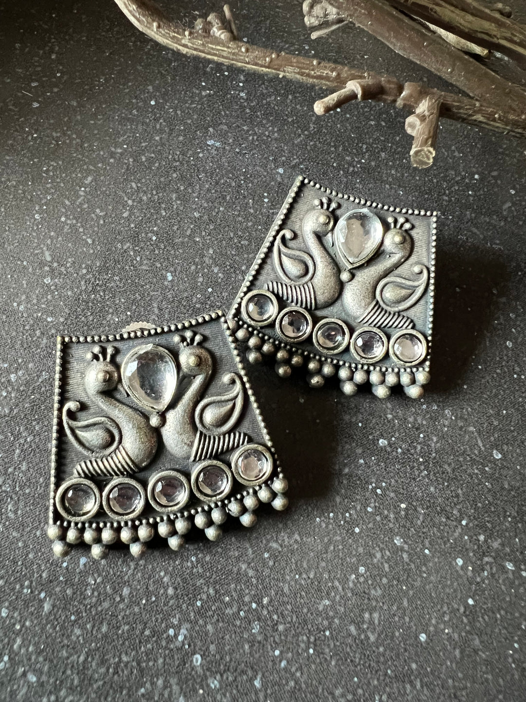 Antique Twin Peacock Earrings
