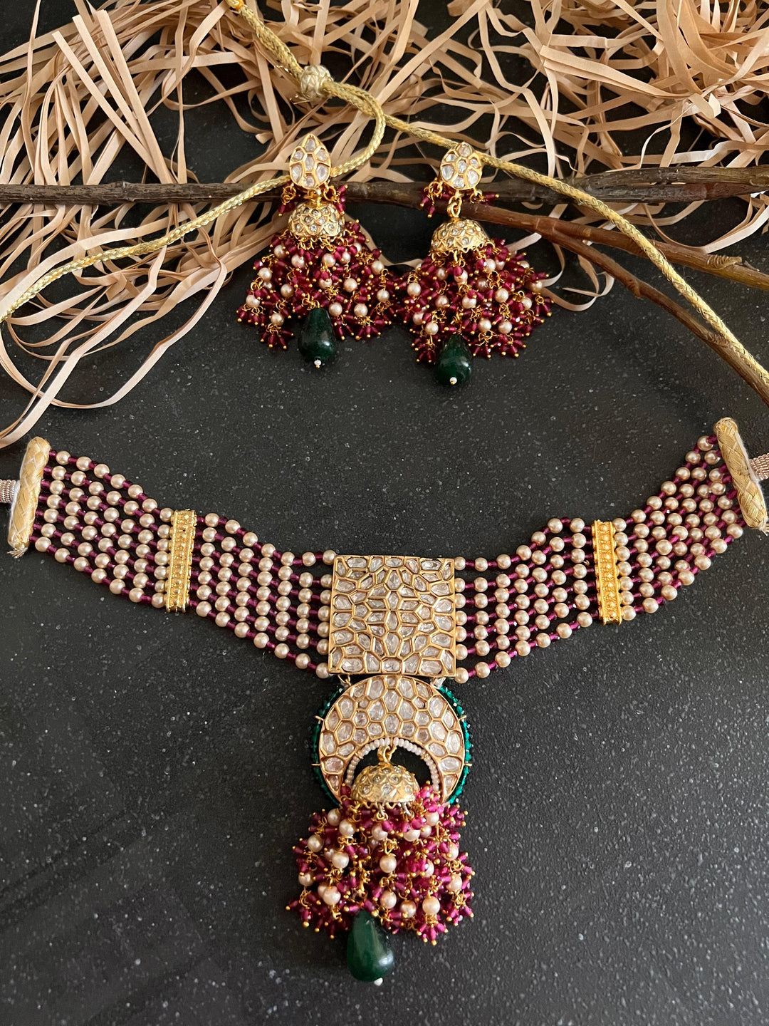 Kundan Choker with Statement Earrings - SHIVKA