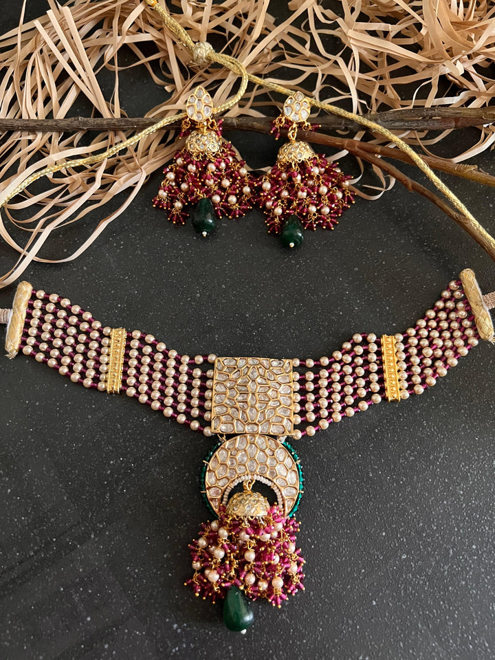 Kundan Choker with Statement Earrings - SHIVKA