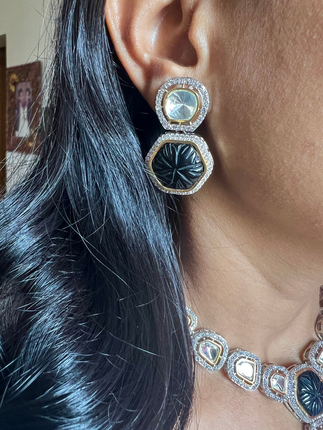 Victorian Kundan Necklace with Earrings