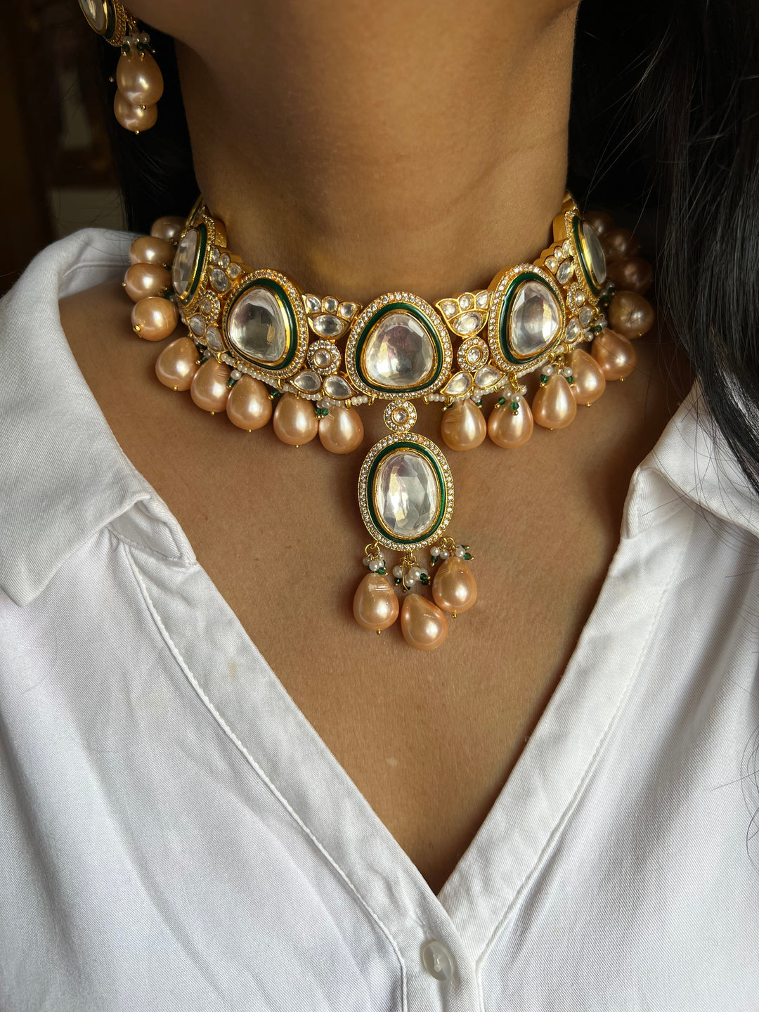 Royal Bridal Choker Necklace with Earrings and Maangtikka