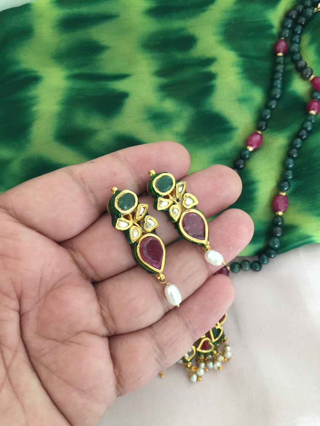 Vintage Kundan Necklace with Statement Earrings