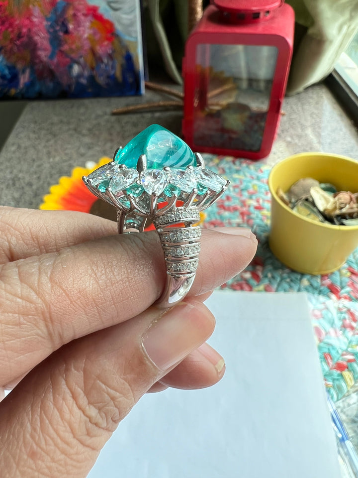 Designer Pure Silver Cubic Zirconia Ring