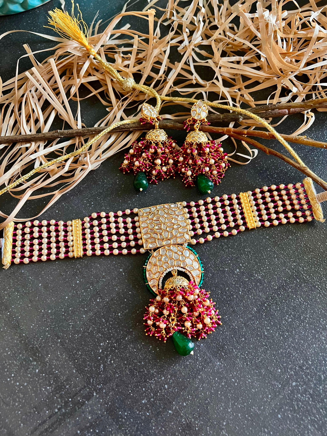 Kundan Choker with Statement Earrings - SHIVKA