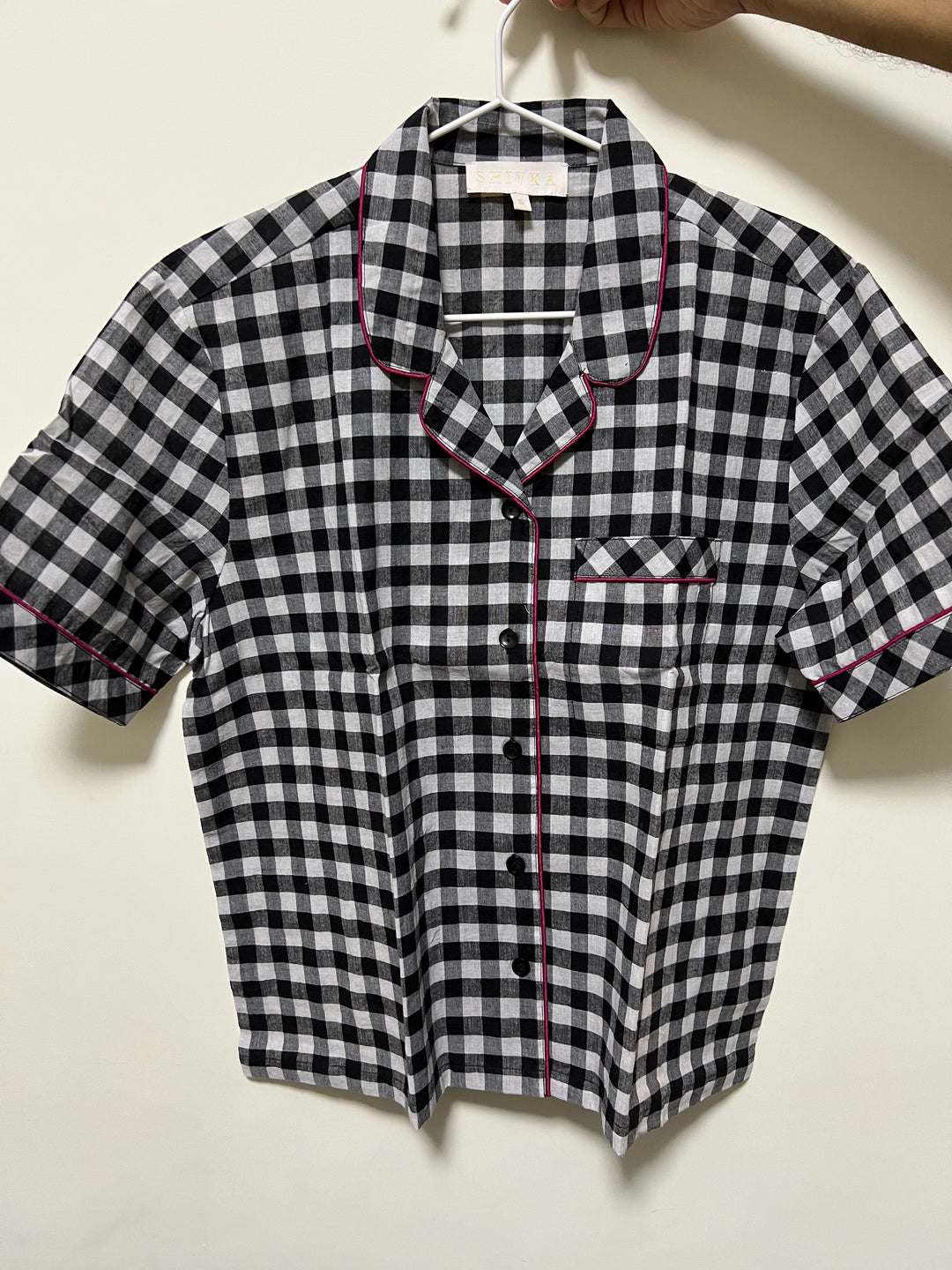 Checkered Black and White Cotton Night Suit - Set of Two