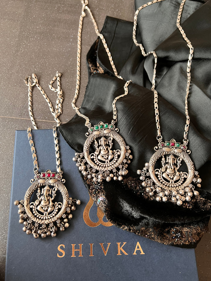 Antique Ganesha Pendant Long Necklace