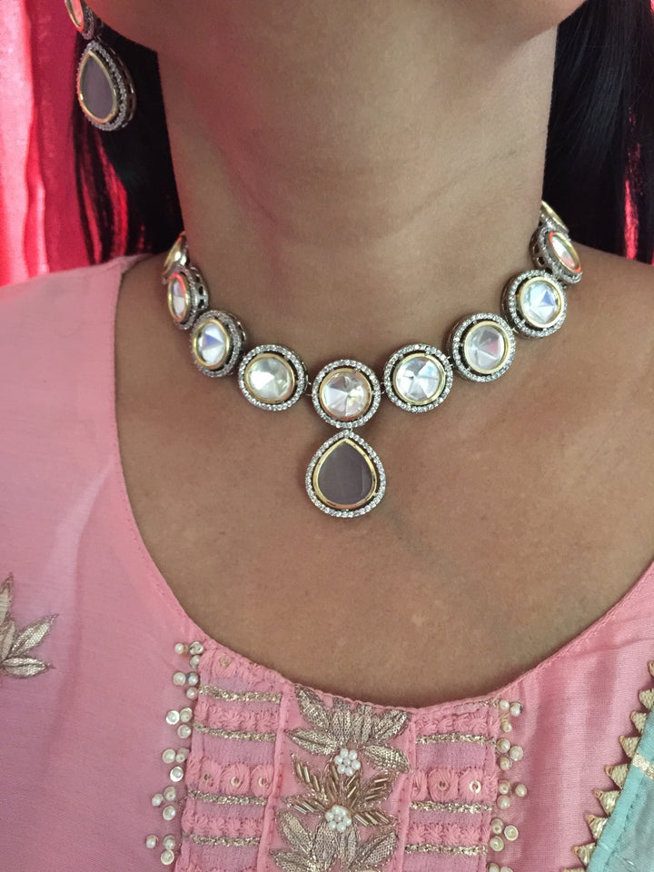 Victorian Kundan Necklace with Earrings