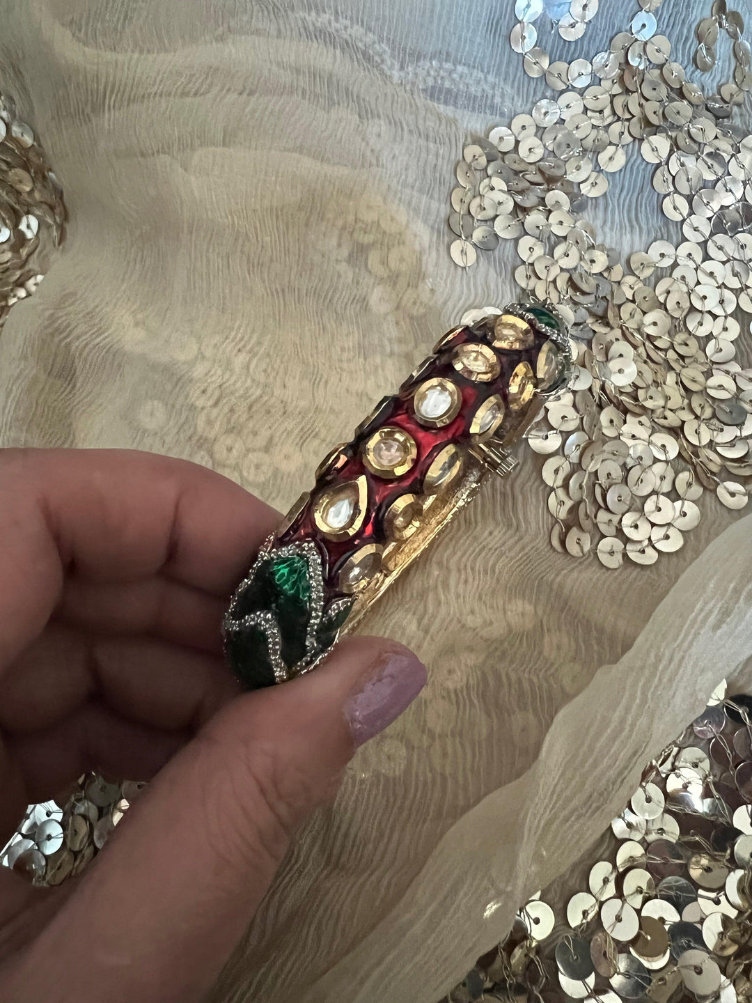 Vintage Enamelled Kundan Bracelet - SHIVKA
