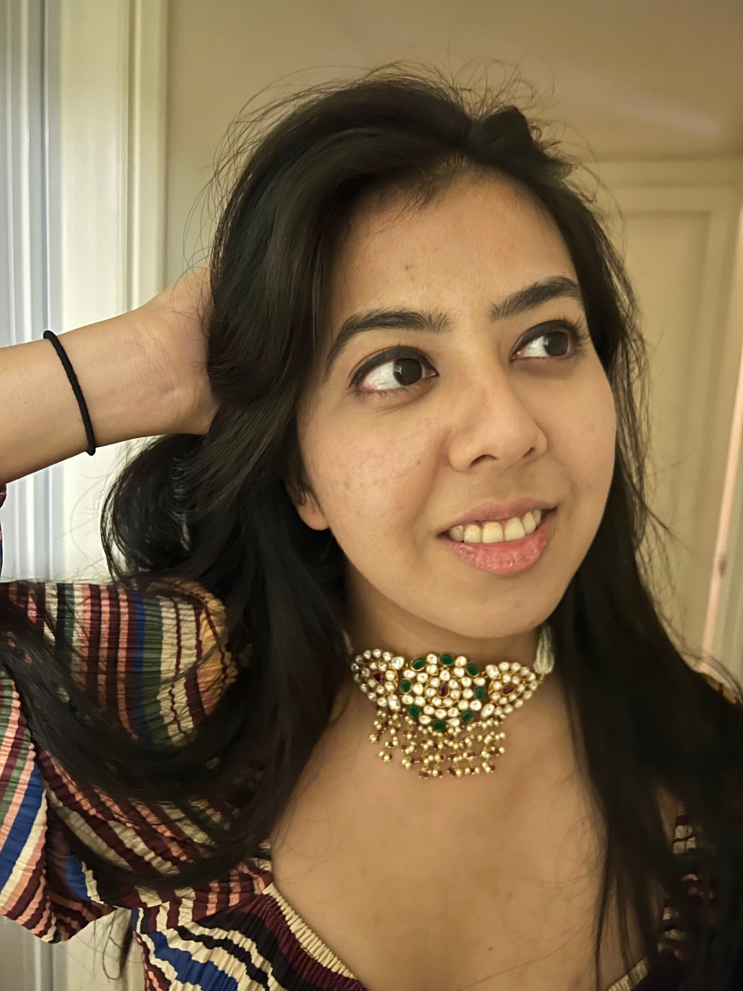 Scintillating Navratna Kundan Choker with Earrings