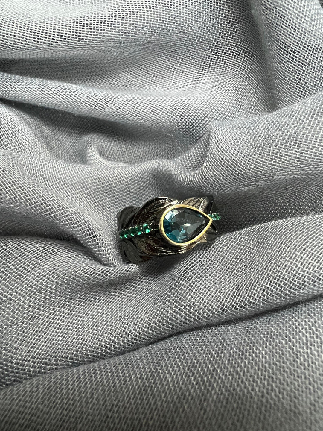 Vintage Pure 925 Silver Topaz  Ring - SHIVKA