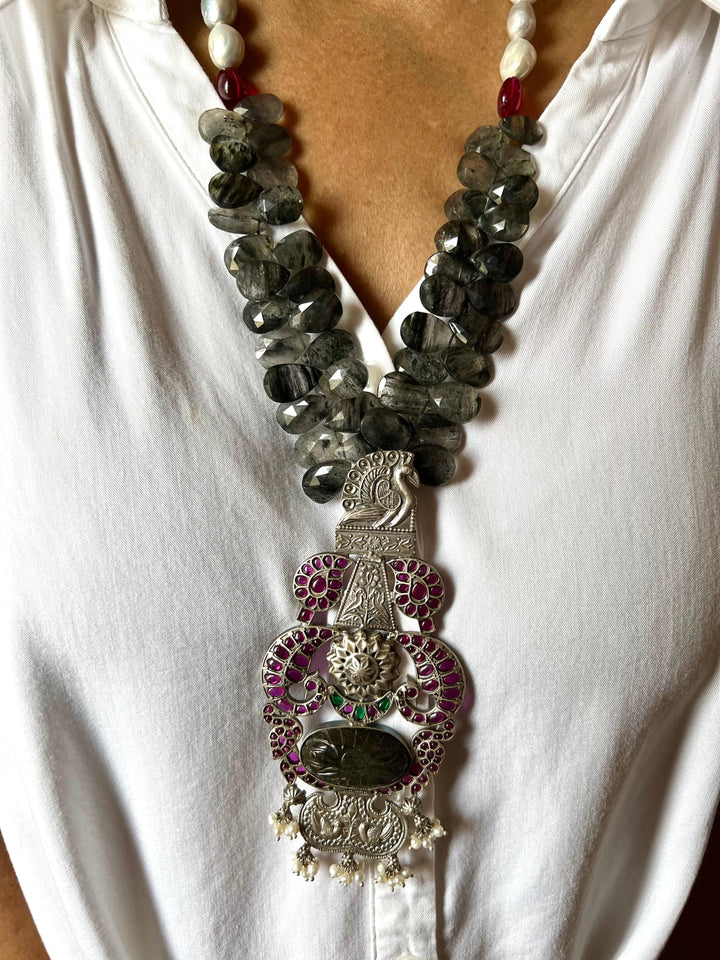 Moss Rutile Pure 925 Silver Necklace - SHIVKA