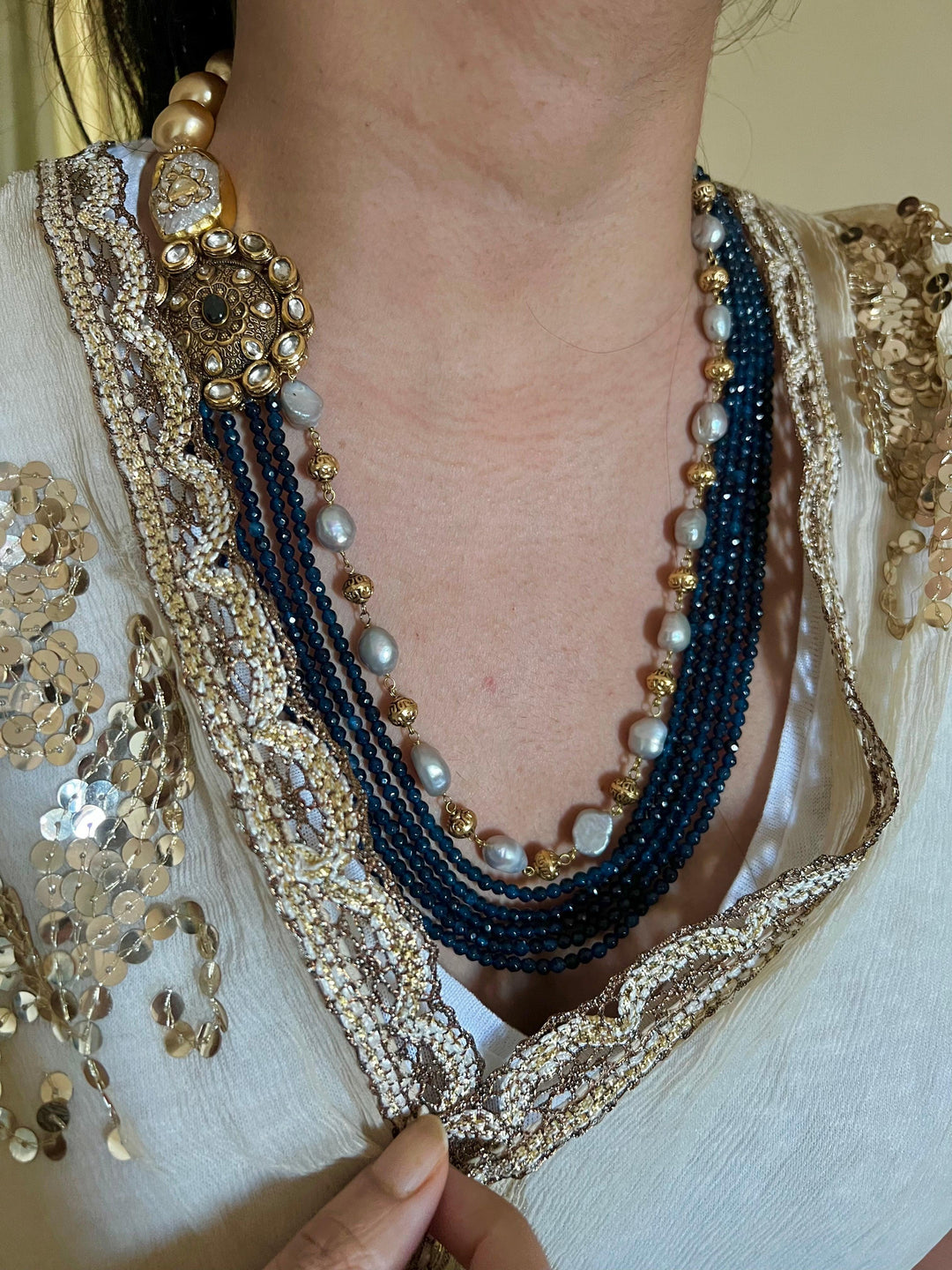 Premium Jade and Pearls Necklace - SHIVKA