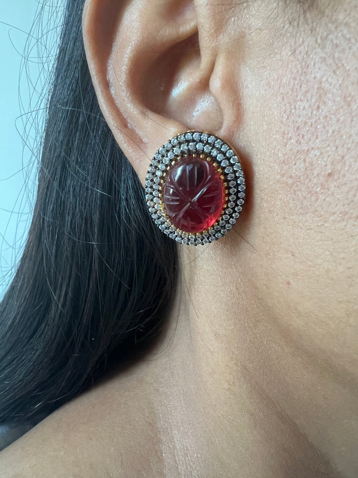 Carved Stone Zirconia Studs
