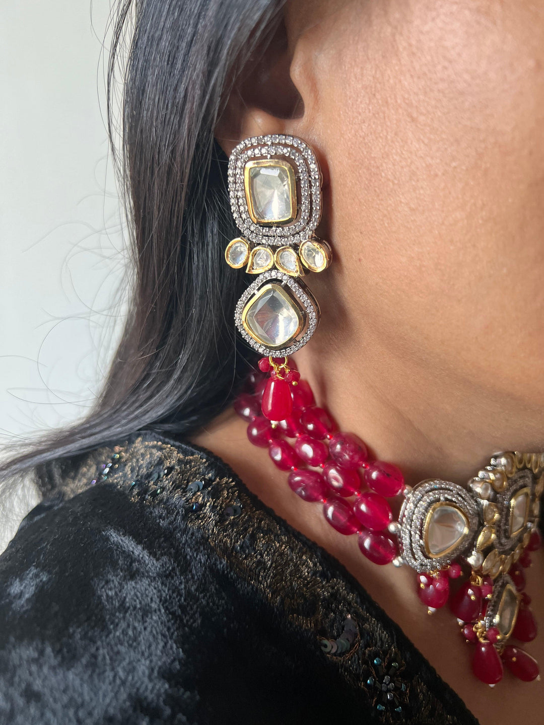 Kundan Choker with Statement Earrings - SHIVKA