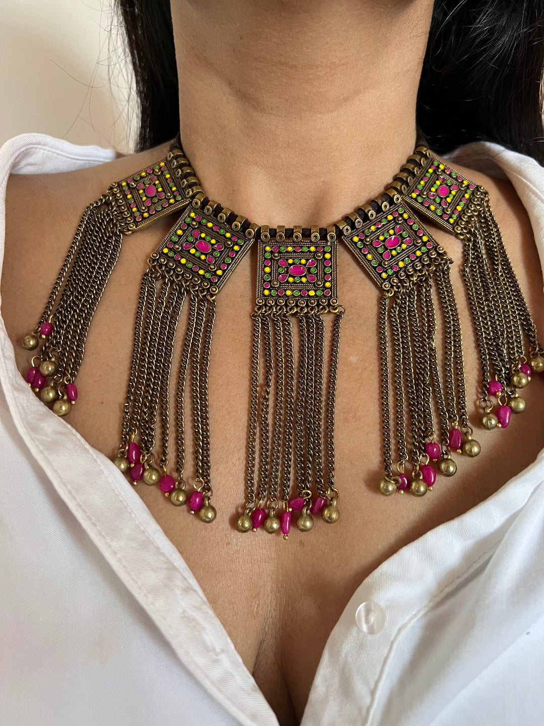 Tribal Necklace with Danglers - SHIVKA