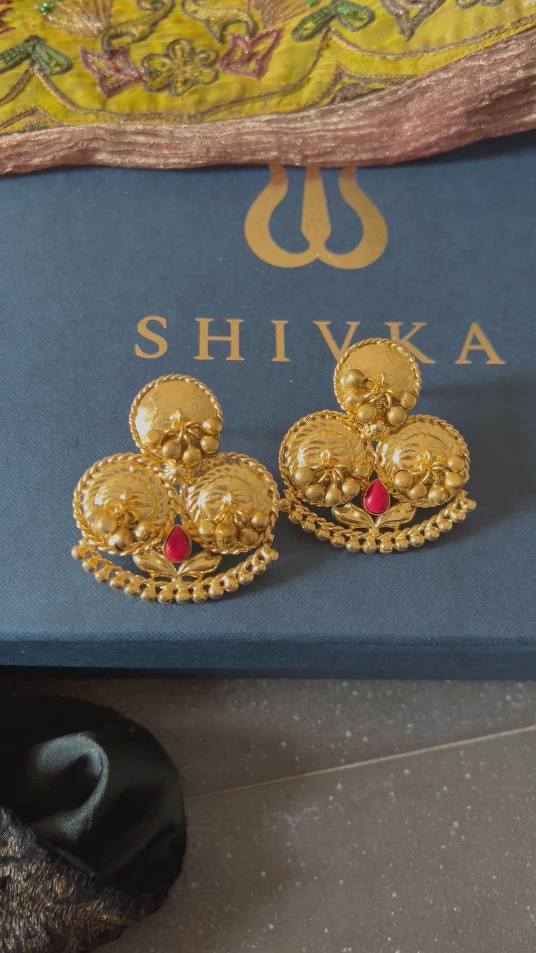 Designer Gold Tone Stud Earrings