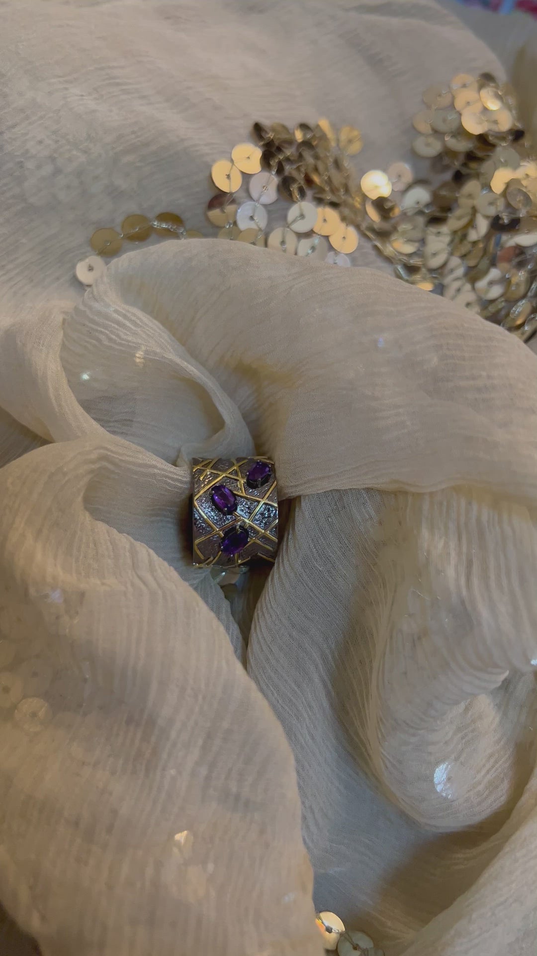 Designer Amethyst Pure 925 Silver Ring