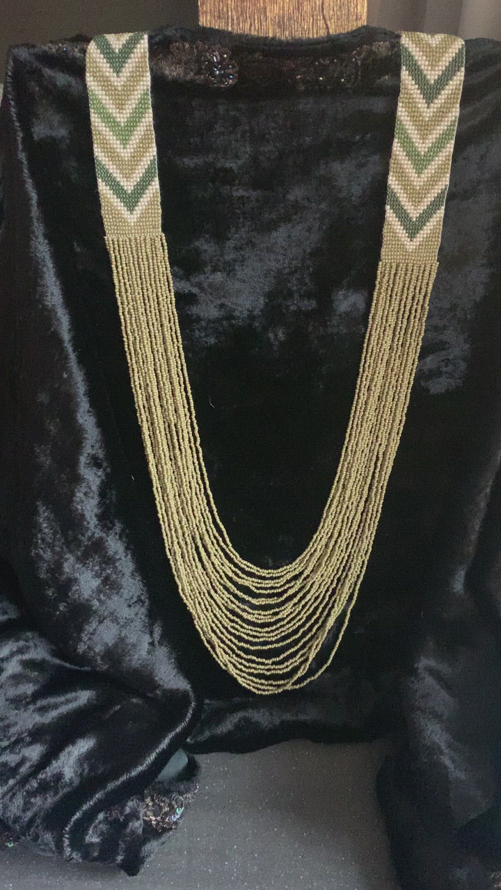 Designer Olive Beaded Necklace