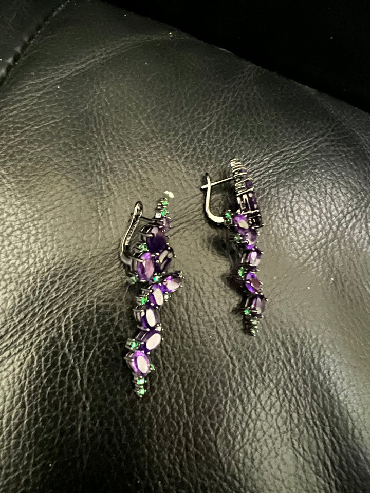 Minimalist 925 Silver Amethyst Danglers