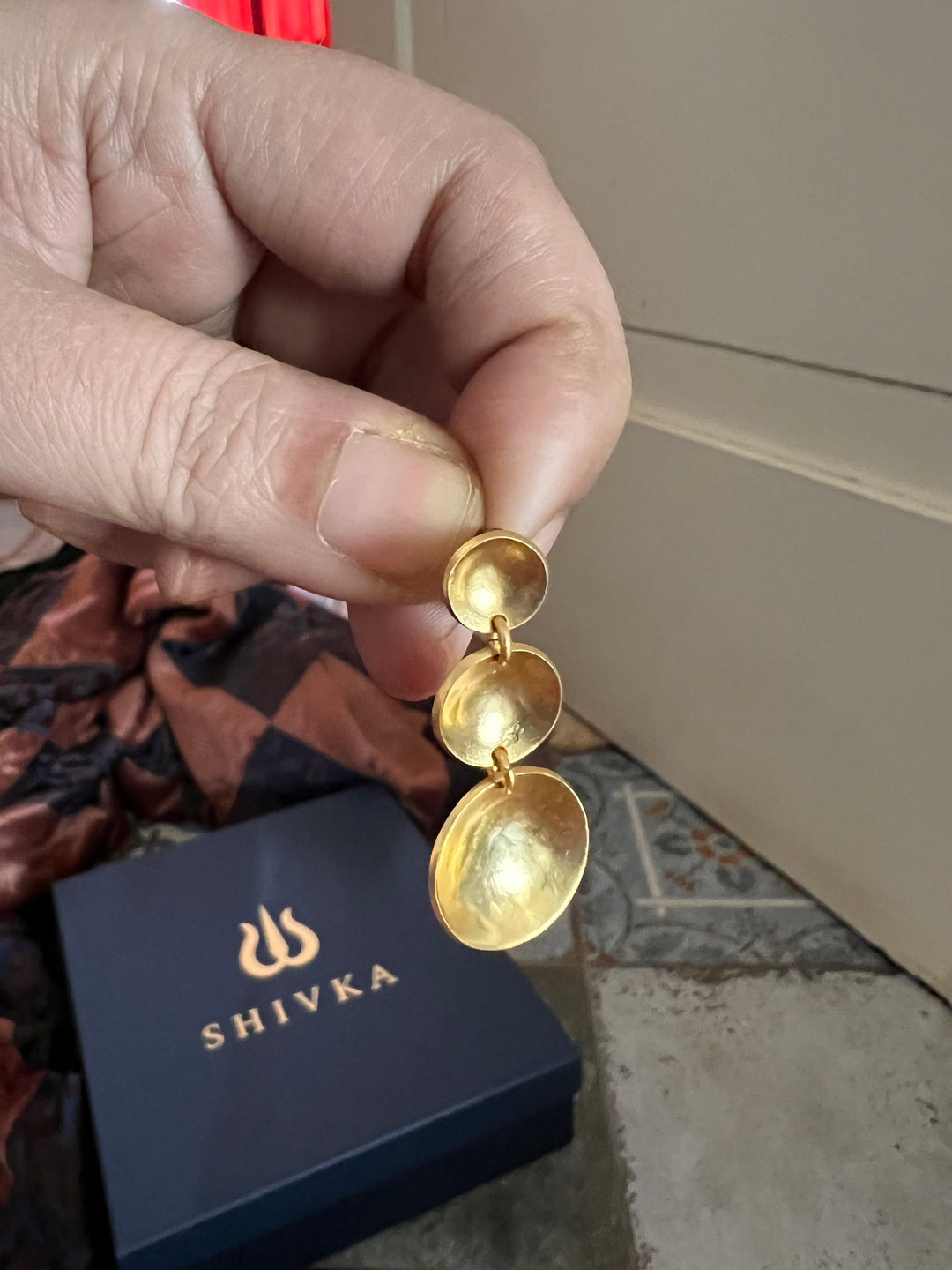 Three Tier Brass Earrings - SHIVKA