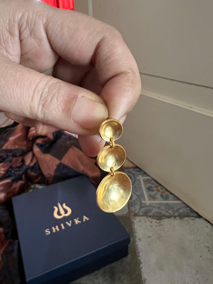 Three Tier Brass Earrings - SHIVKA