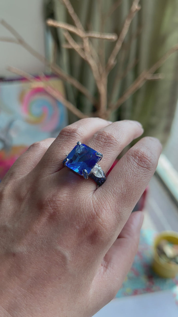 Designer Pure Silver Cubic Zirconia Ring