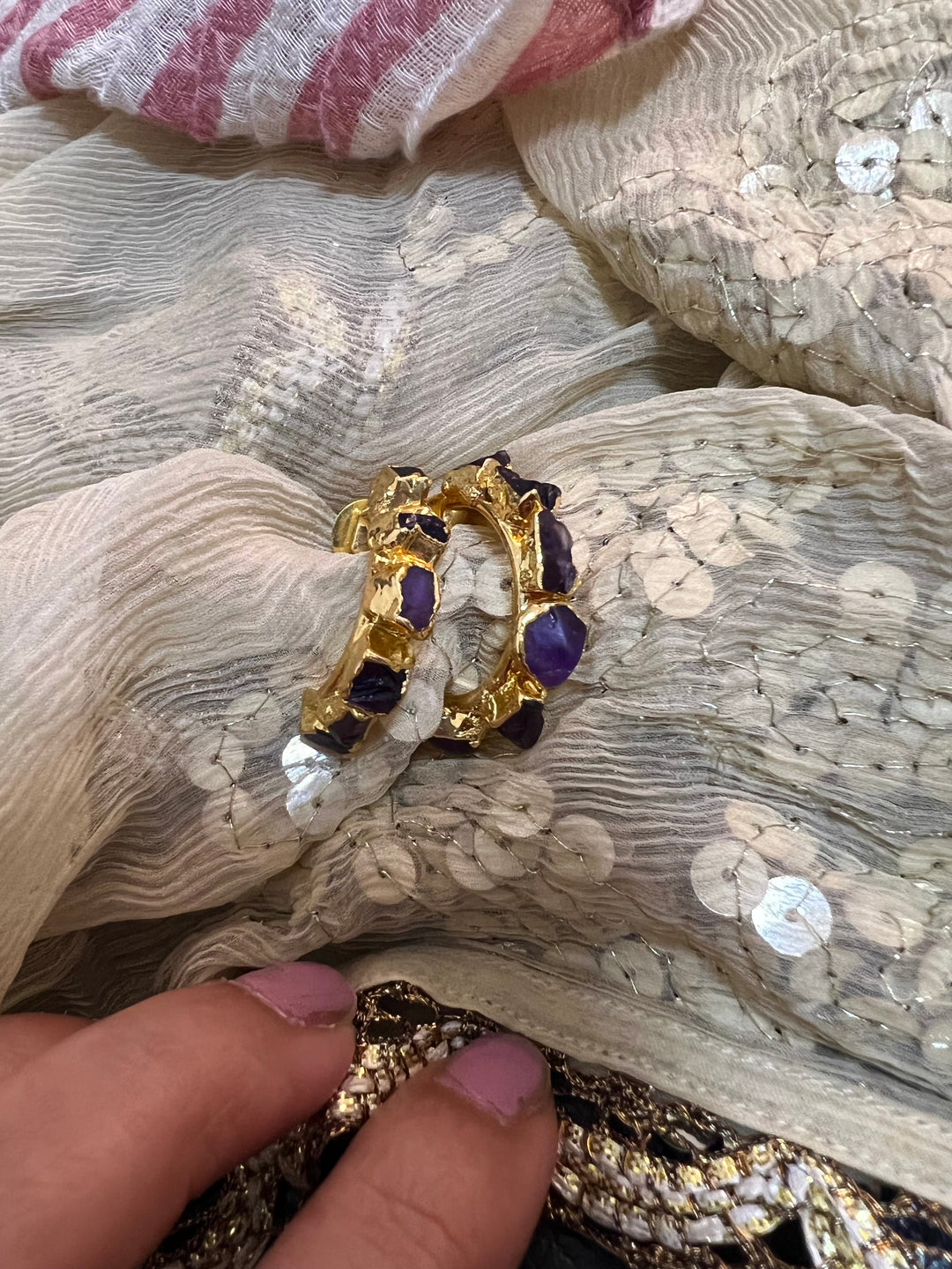 Classy Amethyst Hoop Earrings