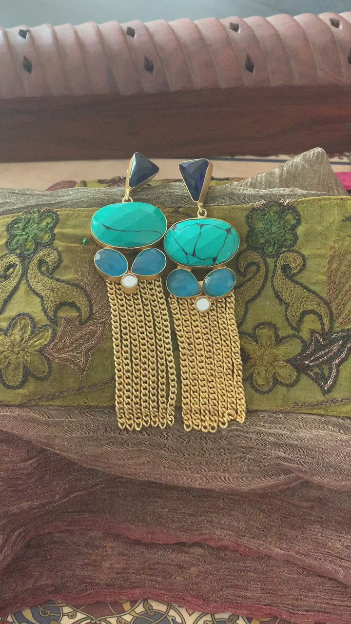 Turquoise Tasseled Danglers