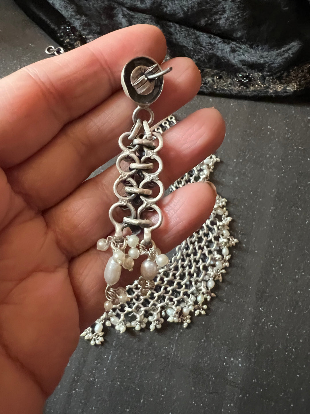 Vintage Jaipur Sterling Silver & Pink Stone Necklace Set | Pure 925 Silver