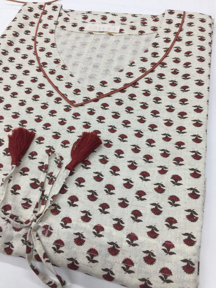 Indian Print Cotton Kaftan - SHIVKA