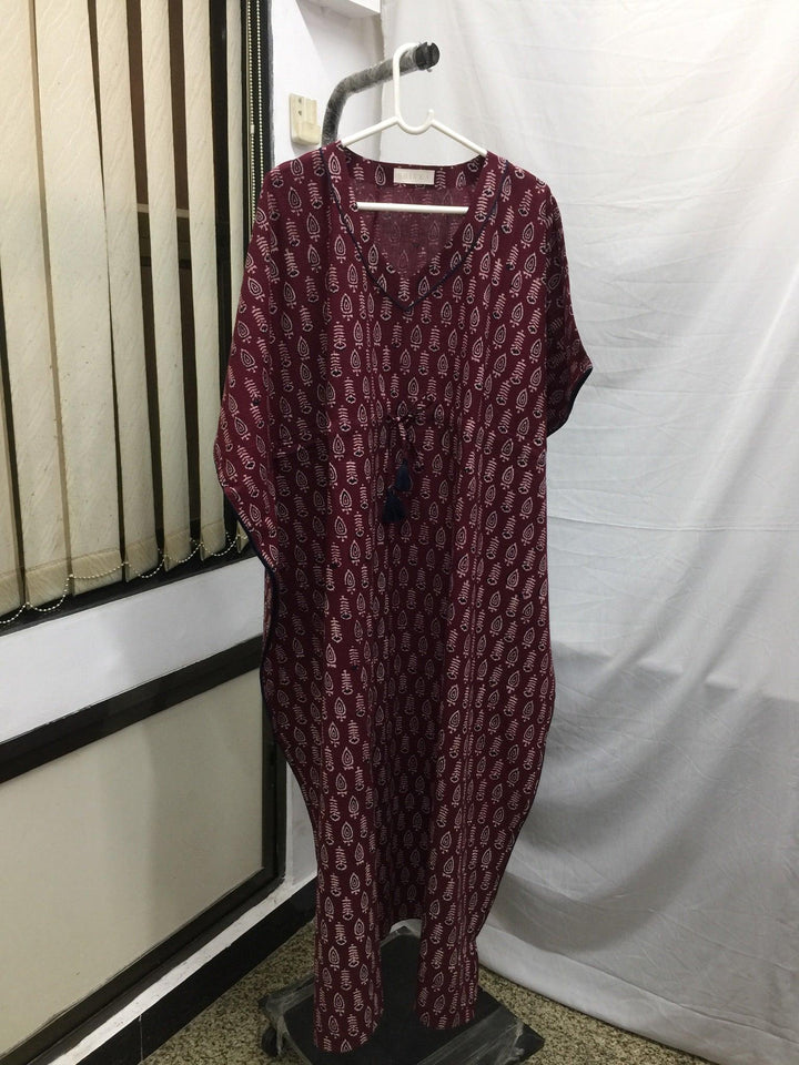 Indian Print Cotton Kaftan - SHIVKA