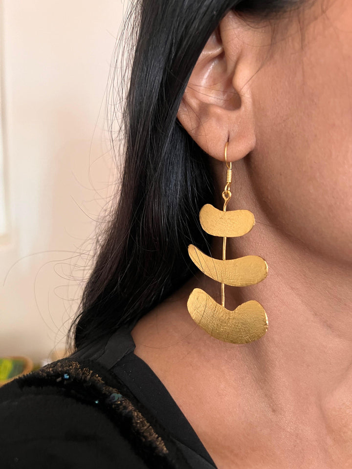 Stylish Textured Brass Earrings - SHIVKA