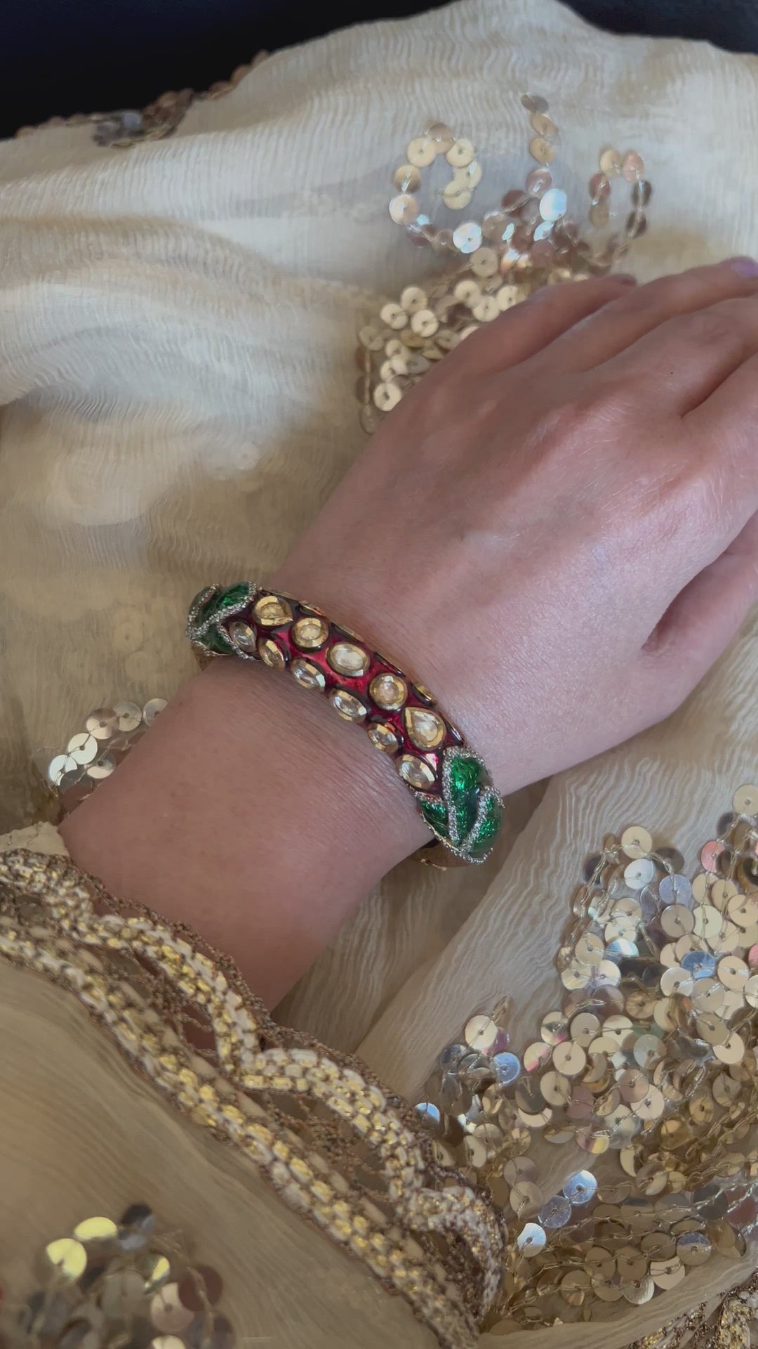 Vintage Enamelled Kundan Bracelet