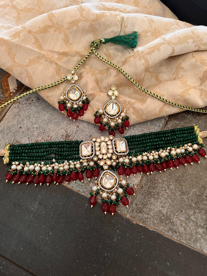 Scintillating Bridal Kundan Choker with Statement Earrings - SHIVKA