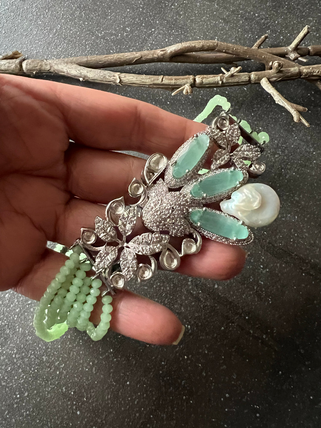 Sea Green Designer Choker with Studs