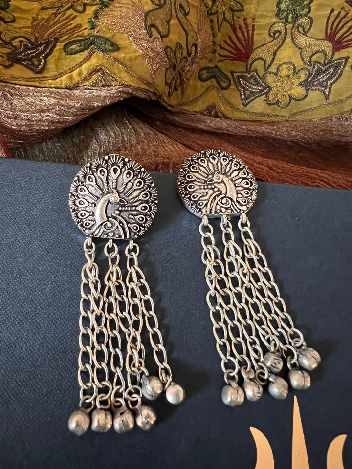 Tasseled Peacock Earrings - SHIVKA
