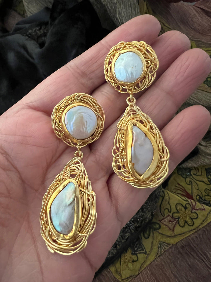 Vintage Mother of Pearl Earrings - SHIVKA
