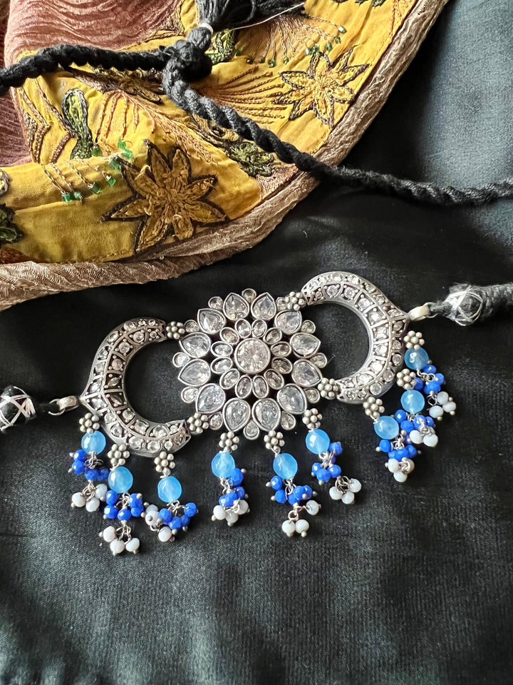 Vintage Zirconia Choker with Flower Stud Earrings - SHIVKA